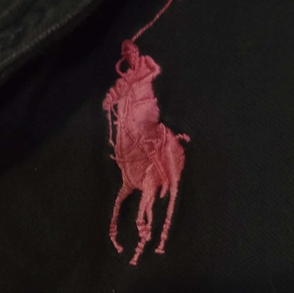 Ralph Lauren Navy Blue Polo Shirt With Pink Polo Horse Size Medium Kids